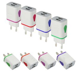 Flash Light Dual usb ports Universal US EU AC home wall charger adapter power 2.1A+1A for Samsung note10 s10 s9 s8 note9 note8 HTC Xiaomi