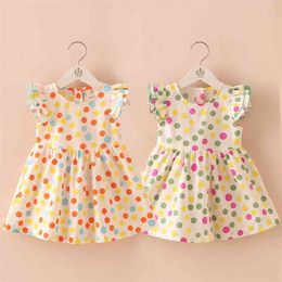 Summer 2-10 Years Beautiful Pretty Sweet Children Pleat Short Fly Sleeve Party Prom Polka Dot Dresses For Baby Kids Girls 210701