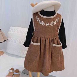 Girls' Dresses Autumn Embroidery Little Girl Vest European and American Style French Trend Clothes 210625
