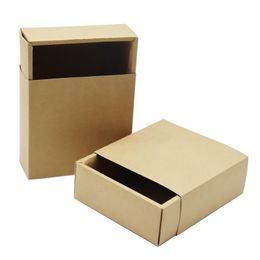 -Envoltório de presente 10pcs Classic Kraft papel de papelão gaveta caixa de embalagem caixa quadrada grande doce pastelaria DIY DIY caixas
