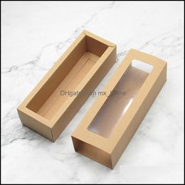 Gift Wrap Event & Party Supplies Festive Home Garden 10Pcs Aron Pvc Boxes With Clear Window Paper Packaging Box Cookie Containers For Desser