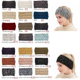 CC Hairband Colorido Malha Crochet Torça Headband Winter Ear Warmer Elastic Hairbands Acessórios de cabelos largos para senhoras ou meninas