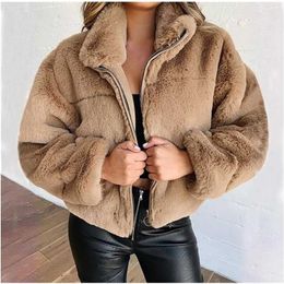 Winter Women Hoodie Warm Long Sleeve Fleece Jackets Crop Tops Zip Up Punk Outwear Coats with Pockets Large size Short Coat 211110