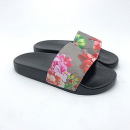 2021 New Men Women Sandals Print Slide Summer Wide Flat Slipper with Box Dust Bag 35--45