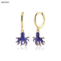 ANDYWEN 925 Sterling Silver Fruits Earring Aros Pulpo Drop Clips Luxury Jewellery Loops Piercing For Women 210608