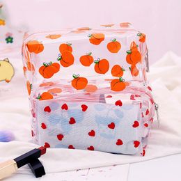 Girl Clear Cosmetic Bag PVC Transparent Makeup Bag for Women Waterproof Zipper Beauty Case Travel Toiletry Bags