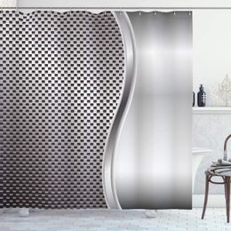 Shower Curtains Grey Curtain Cool Background With Square Shaped Grid Speaker Featured Industrial Iron Waterproof Bathroom Decor