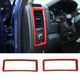 Red Air Conditioner Vent Outlet Cover Decorative Frame 2PC for Dodge RAM 2010-2017 Auto Interior Accessories