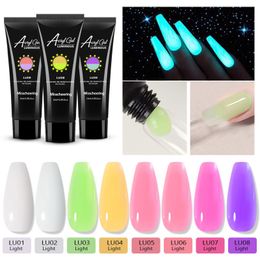 Glow In The Dark Luminous Poly Nails Gel Jelly Builder Poly Polish Soak Off UV Finger Extension Gel Polish Manicure Gel 6pcs