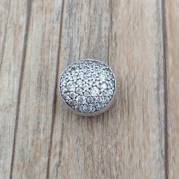 925 Sterling Silver Beads Pave Sphere Charm Clear Cz Charms Fits European Pandora Style Jewellery Bracelets & Necklace 797540CZ AnnaJewel