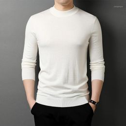 Men's Sweaters 2021 Autumn And Winter Half High Neck Solid Color Long Sleeve Men Bottoming Shirt Zde2646