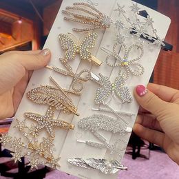 Hair Clips & Barrettes Fashion Crystal For Women 2022 Snowflake Butterfly Flower Rhinestone Accessories Female Vintage Jewelry Hairwear