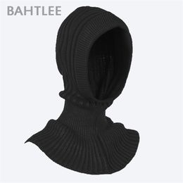 BAHTLEE Winter Women Balaclava Wool Knitted Hat Scarf Caps Neck Warmer Hats 211119