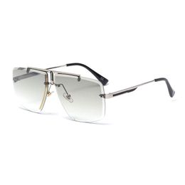 New Arrival Oblong Style Rimless Pilot Sunglasses Fashion Edge Carved Lenses Luxury Design Cool Trucker No Frame Glasses