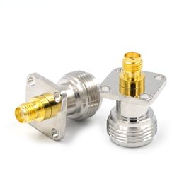 sma adapters Australia - N Type Female To SMA Female RF Connector Adapter Test Converter 4 Hole Flange Panel