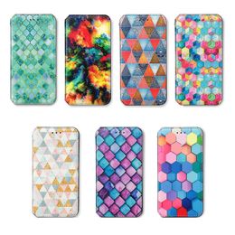 Cube Cloud Print Leather Wallet Cases For Samsung S24 Ultra Plus A15 A35 A55 A25 A05 A05S M34 S23 FE A43 Credit ID Card Slot Holder Suck Magnetic Closure Flip Cover Pouch