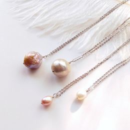 Lii Ji Vera Perla 925 Collana in argento sterling con pendente a catena Collana girocollo con perle d'acqua dolce naturali Regalo di moda per le donne Q0531