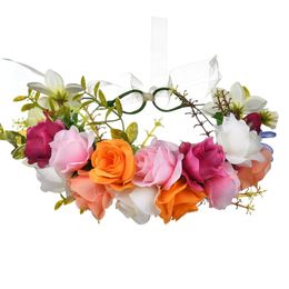 DWWTKL Colourful Rose Crown Flowers Headband Girls Headpiece Women Hair Accessories for Wedding or Party Wreath