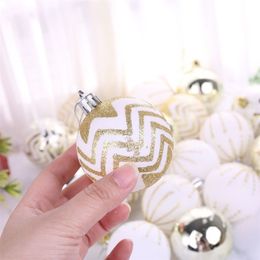 24Pcs White Gold Mixed Christmas Tree Decoration Christmas Balls Party Window Home Furn Christmas Hanging Ball Ornament Decorati Y201020