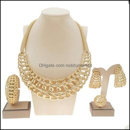 Earrings & Necklace Jewelry Sets Yaili Factory Direct Sales Brazilian Gold Set Wholesale Womens Wide Chain Latest Design Jewellery Drop Deli