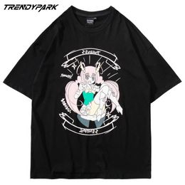 Tshirt Hip Hop Oversized Streetwear Harajuku T Shirt Anime Girl Print T-Shirt Cotton Casual Men Summer Short Sleeve Top Tee 210601