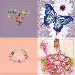 12/8/6/4pcs DIY Diamond Painting Greeting Cards Birthday Thanks Postcards Decoration Crafts Creative Wedding Festivals Gifts