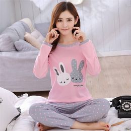 11-16yrs Homewear Long Sleeve Cartoon Printed Tracksuit Children Pajamas Set Thin Big Girls Sleepwear Youth Students Nightwear 211130