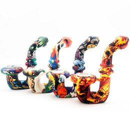 Silicone pipe portable hand-held pipes Colourful printing various styles