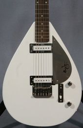 Promotion! Hutchins Brian Jones Signature White Electric Guitar White Paint Neck, Tremolo Bridge, White Pickups & Chrome Ring