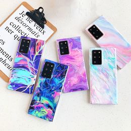 Electroplating Bronzing Marble IMD Cases For Samsung S10 S20 plus S21 Ultra Note 20 S21FE A12 A42 A32 A52 A72 A21S A51 A71 Luxury Flash Laser Stone Soft TPU Phone Case