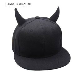 Ball Caps HANGYUNXUANHAO Parent-child Black Men Women Punk Horn Baseball Cap Hip-hop Hat Adjustable Snapback With Horns