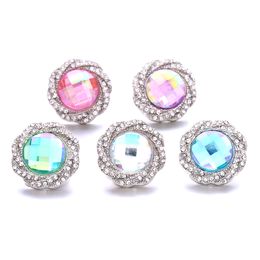 Wholesale Round Rhinestone Ginger Snap Button Clasp Jewelry Findings Women Men Zircon Charms 18MM Metal Snaps Buttons factory supplier