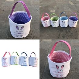 Lovely Rabbits Pattern Bucket Bag 23*25cm Fashion Handmade Canvas Gifts Candy Hand Basket DIY Easter New 12jz J2