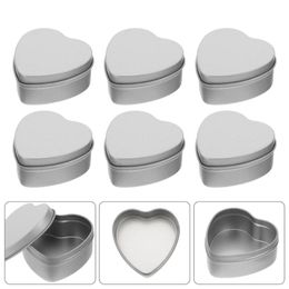 Watering Equipments 6pcs Candle Tins Tinplate Containers Heart-shaped Jars Silver