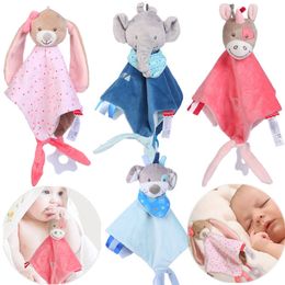 Baby Plush Stuffed Cartoon Urso Bunny Soothe Aplique a boneca para recém-nascido macio toalha reconfortante Toalha de brinquedo de brinquedo fábrica melhor 10 pcs atacado