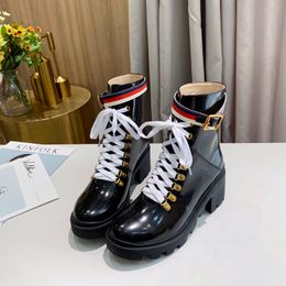 Women Chunky Heel Retro British style Work Tooling Shoe fashion Western Boots Winter Snow Ankle Martin Boot with gift box