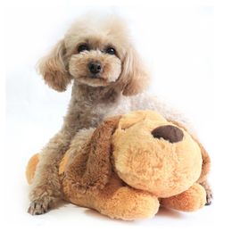 Cute Heartbeat Puppy Behavioral Training Toy Plush Pet Comfortable Snuggle Anxiety Relief Sleep Aid Doll Durable Dog Chew Indest 210312