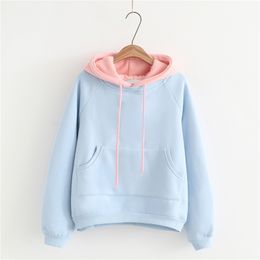 Hoodies Women Pactchwork Colour Long Sleeve Contrast Colour Women Plus Size Hoodies Solid Oversized Hoodies LJ201130