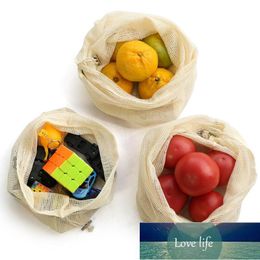 Dozzesy Reusable Mesh Produce Bags Organic Cotton Market Vegetable Fruit Shopping Bag Home Kitchen Grocery Storage Bag Drawstring Bag OWA910