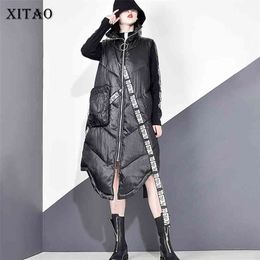 XITAO Women Black Sleeveless Pocket Loose Vest Mandarin Collar Casual Female Solid Colour Coat ZLL2158 210909