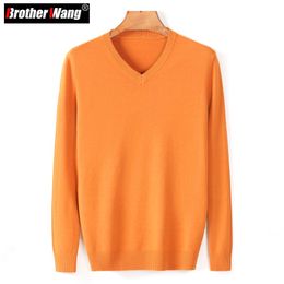 Winter Men's Casual Thick Pullover Sweater Fashion Business Classic Style V-neck Sweaters Male Brand Clothing 211221