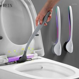 Bath Accessory Set Silicone Toilet Brush Holder Cleaning Wall-mount Floor Tools Bathroom Accessories Soft Rubber