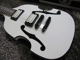 Promotion! PGM 700 Paul Gilbert MIJ Violin White Electric Guitar Double F Hole Paint, Black Hardware, Black Body Binding