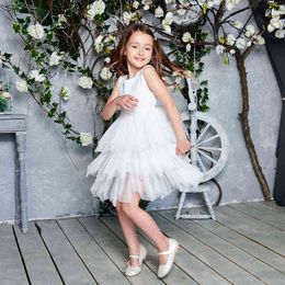 2020 New Lace Tulle Girls Dress Kids Princess Dresses for Girl Party Wedding Dress With Sash Baby Clothes 1-6Y E1953 G1129