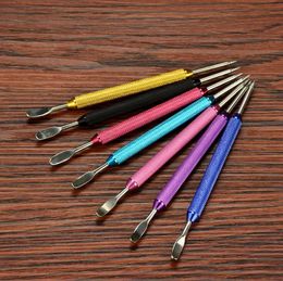 Latest Colourful Portable Non-slip Dry Herb Tobacco Wax Oil Spoon Shovel Scoop Wig Wag Needle Nail Tips Holder Smoking Hookah DHL Free