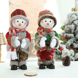 2022 Christmas Doll Snowman Electric Toys Glowing Figurine Year Decoration Xmas Gifts for Kids Home Decor 211019