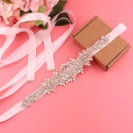 Wedding Sashes Bridal Gown Belt Rhinestone Ladies Pearl Accessories272N