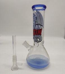 20CM 8 Inch Premium Blue Tip and bottom Anime Theme Hookah Water Pipe Bong Glass Bongs With 14mm Downstem And Bowl 2 In 1 Ready for Use