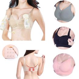 Women Hands-Free Maternity Breast Pump Bras New Breastfeeding Nursing Bra Pumping Bra Hot Solid Cotton Women's Bras Y0925