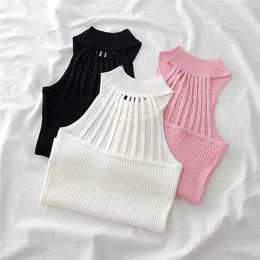 Summer Women's Knitting O-neck Off-shoulder Tank Tops Female Bodycon Knitted Hollow Camisole Sleeveless Streetwear Tanks Y0622